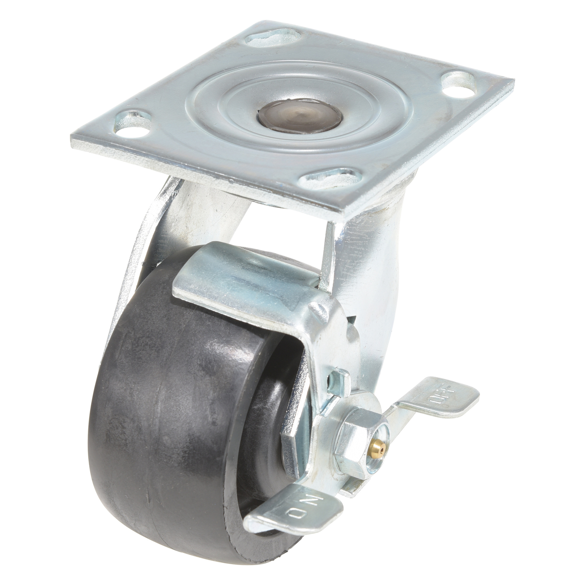 Vestil RollX Swivel Caster with Brake - 4in. Dia., Glass-Filled Nylon, Non-Marking, Model# CST-HLD2-4X2GFN-SWB
